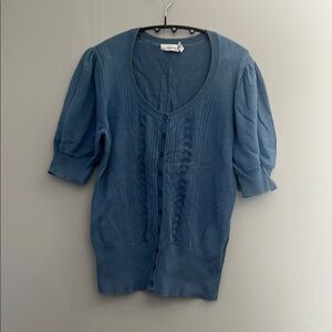 Blue Button-Up Women's Top